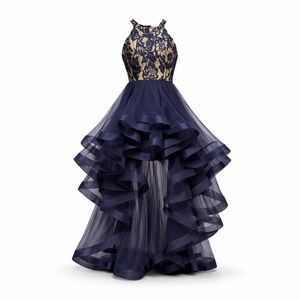 Speechless‎ Formal Dress Junior 1 Halter Navy Blue High Low Evening Prom Gown